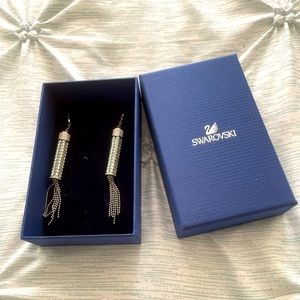 Swarovski Drop Earrings with Crystal Cylinders and Hanging Chains